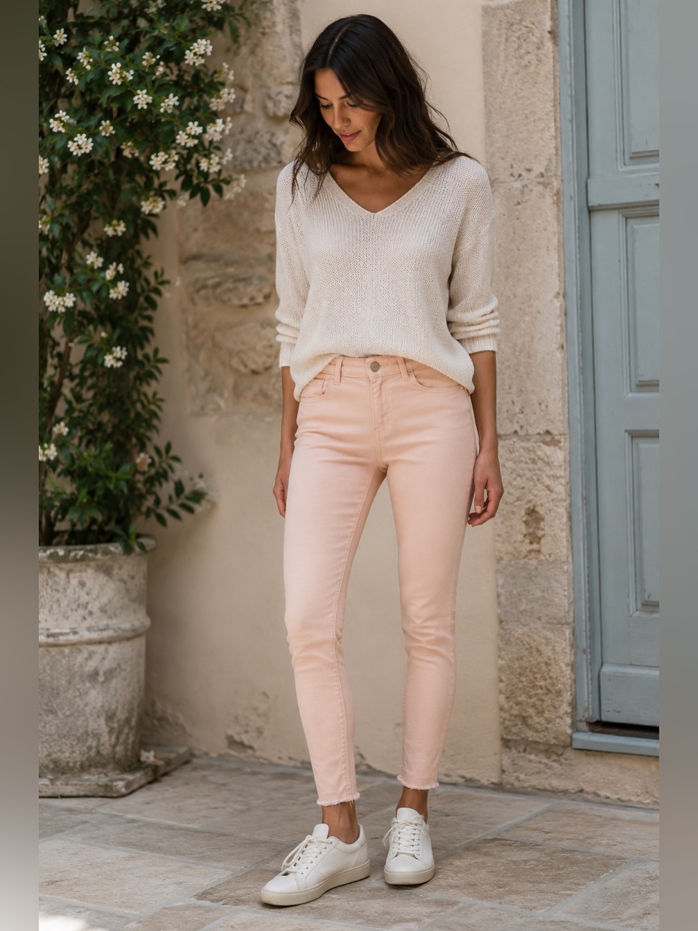 MOS MOSH Size 28 Blush Pink Raw Hem Ankle Skinny Jeans